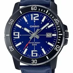 Casio Analog Leather Dress Watch (MTP-VD01BL-2B)