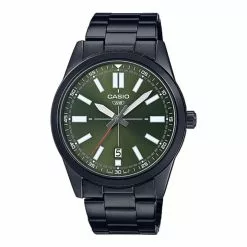 Casio General MTP-VD02B-3EUDF Green Dial Black Stainless Steel Men's Watch