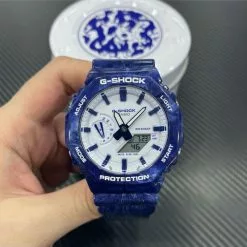 Casio G-Shock Blue Resin Strap Men Watch GA-2100BWP-2ADR-P -CASIO men casio 3008 8934536 3