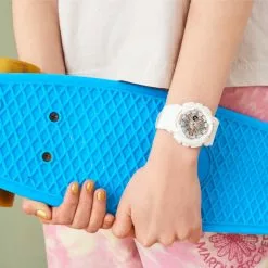 Casio Baby-G Digital-Analogue White Resin Strap Women Watch BA-110XRG-7ADR -CASIO men casio 4667 7301246 4