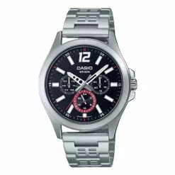 Casio Men's Analog Watch MTP-E350D-1BV Silver Stainless Steel Band Watch for men