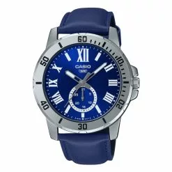 Casio Men's Analog Watch MTP-VD200L-2B Blue Leather Band Watch for men