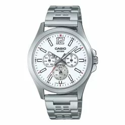 Casio Men's Analog Watch MTP-E350D-7BV Silver Stianless Steel Band Watch for men