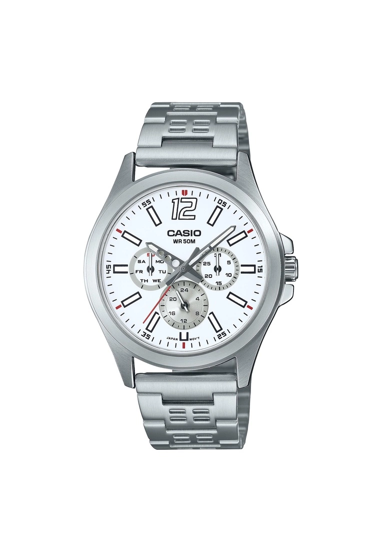 Casio Men's Analog Watch MTP-E350D-7BV Silver Stianless Steel Band Watch for men 3 Casio Men's Analog Watch MTP-E350D-7BV Silver Stianless Steel Band Watch for men