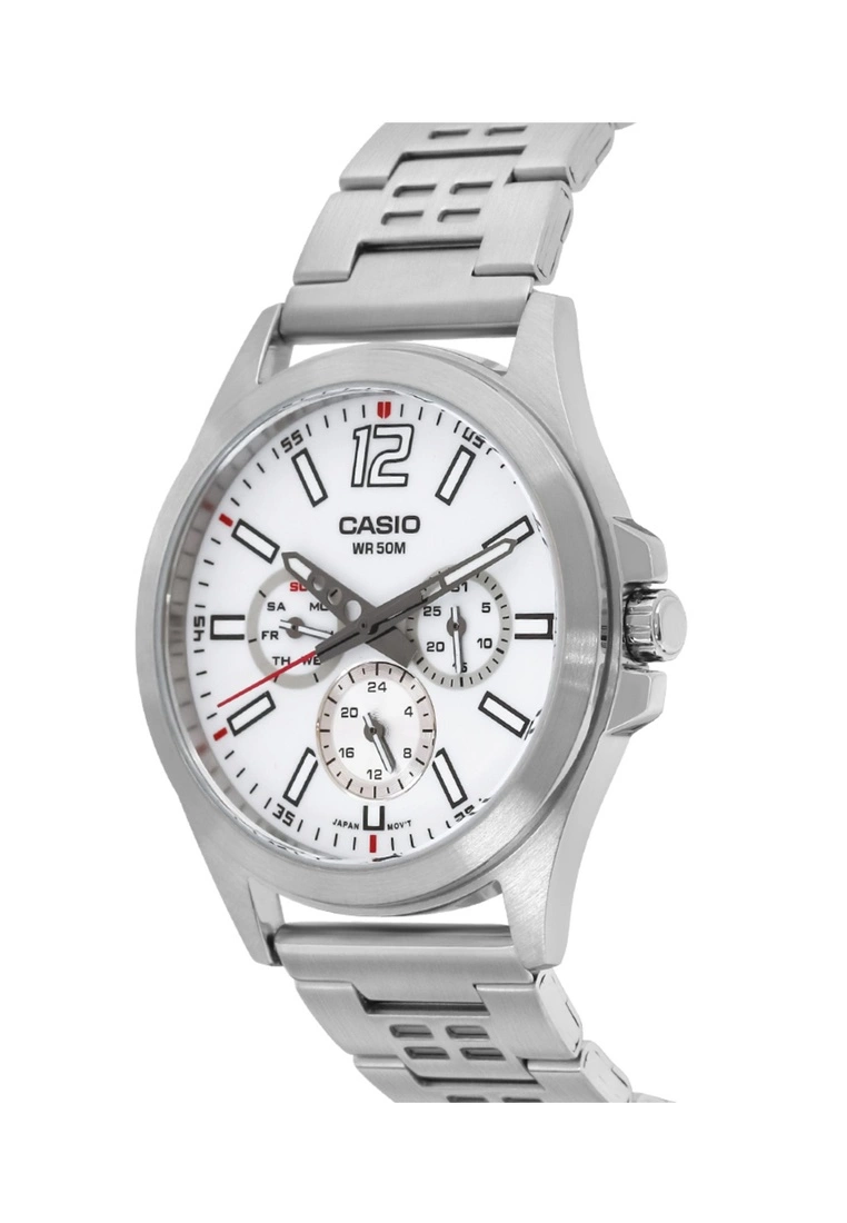 Casio Men's Analog Watch MTP-E350D-7BV Silver Stianless Steel Band Watch for men 4 Casio Men's Analog Watch MTP-E350D-7BV Silver Stianless Steel Band Watch for men - Image 2