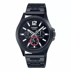 Casio Men's Analog Watch MTP-E350B-1BV Black Stainless Steel Band Watch for men