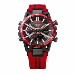Casio Edifice Red Leather Strap Men Watch ECB-2000MFG-1ADR -CASIO men casio 9266 2741246 2