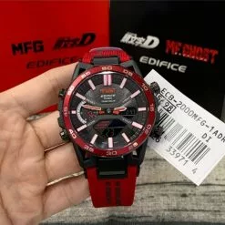Casio Edifice Red Leather Strap Men Watch ECB-2000MFG-1ADR -CASIO men casio 9266 2741246 3