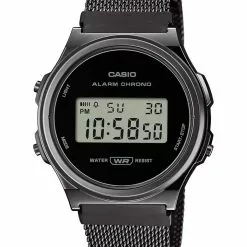 Casio Digital Stainless Steel Mesh Watch (A171WEMB-1A)